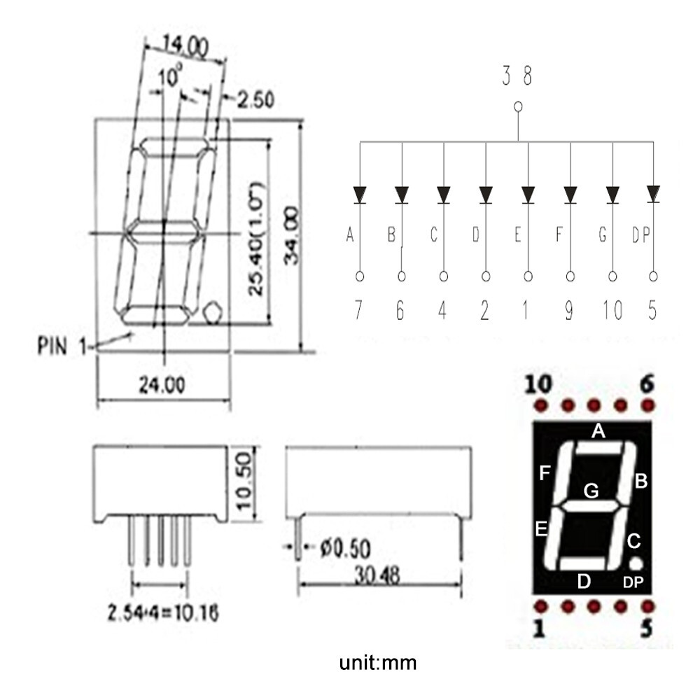 Kingbright DISPLAY SINGOLA CIFRA 10mm ANODO COMUNE ROSSO | Leroy Merlin