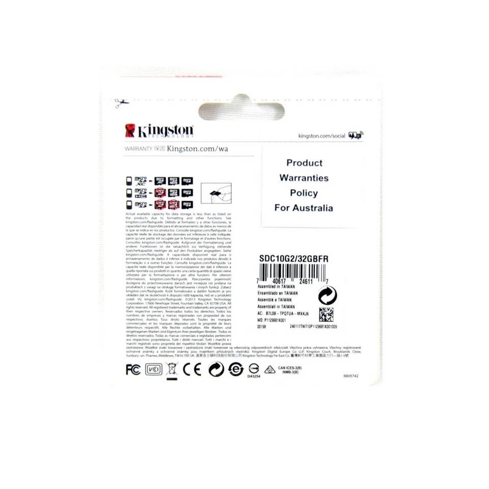 KINGSTON MEMORY FLASH CARD MICRO SDHC CLASS 10 UHSI 32GB NEW SDC10G2/32GBFR - Image 2 of 2