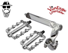 Vintage Lowrider Square Twisted Stem & 1/2" Flat Pedals 20-26" Bikes CHROME.