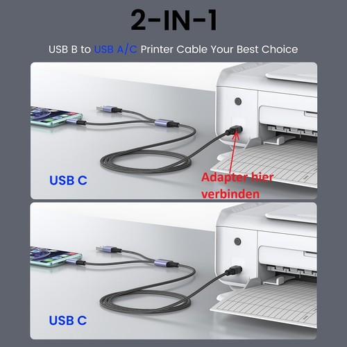 Typ-C auf zu USB B 2.0 MIDI Adapter USB-C to USB MIDI for Samsung iPad Drucker - Bild 4 von 9