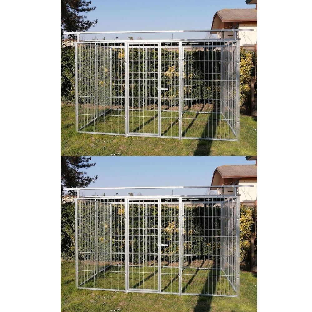 2 Box per Cani Predisposto alla Copertura Zincato Ciascuno da 300x200xh180 Cm