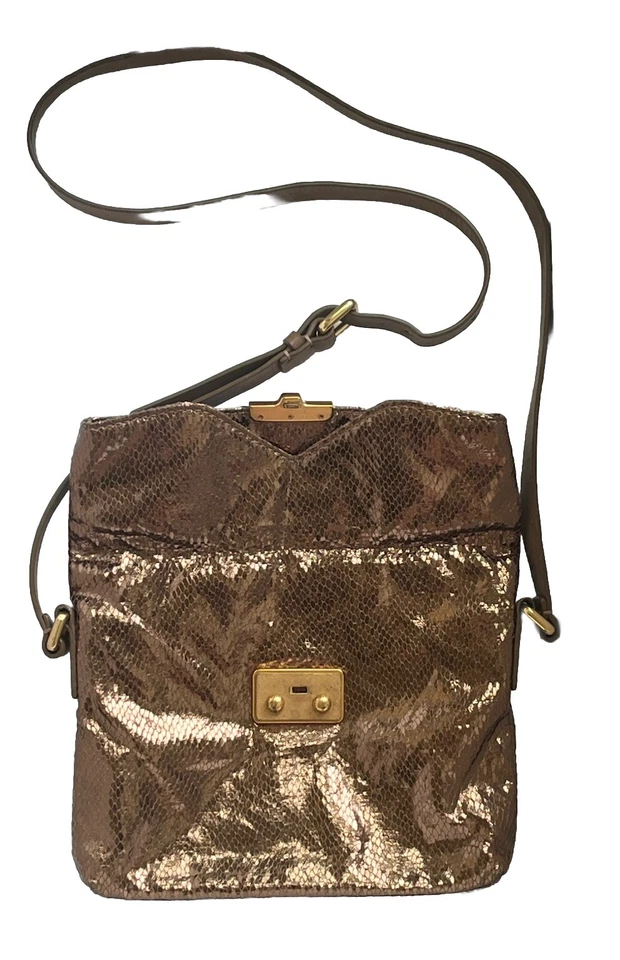 Marc By Marc Jacobs Gold Texture Snakeskin Cross Body Purse Small - Image 2 of 4