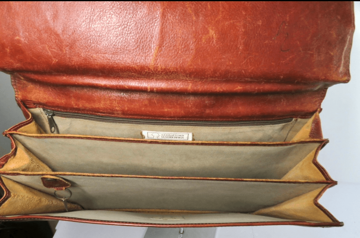 Vintage Renwick Leather Design Satchel Briefcase Key Warm Brown eBay