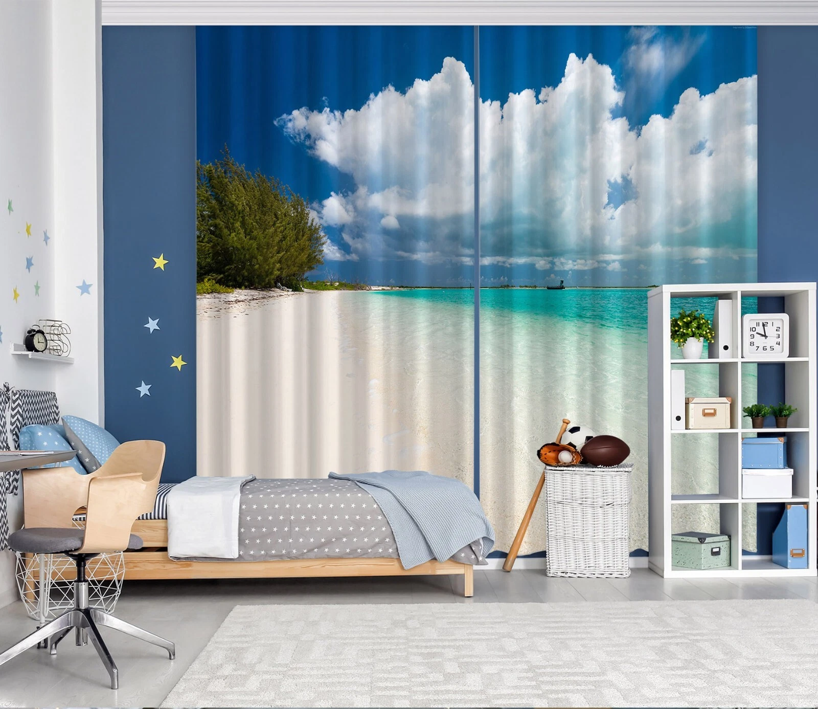 3D Beach Landscape ZHUC310 Photo Curtain Window Blockout Fabric Vera 2023