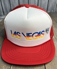 Vintage VERY CLEAN Las Vegas RED Mesh Rope SnapBack Trucker Hat Pin SEE PHOTOS