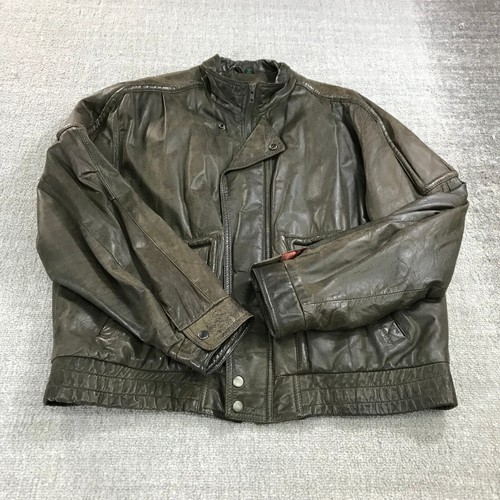 Vintage Savile Row Leather Jacket Mens Extra Large Genuine Leather Coat Moto VTG