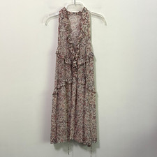 IRO PARIS Dress S? Ruffle Floral Lace Up Neck Viscose Mini Designer Summer Party