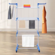 Heavy Duty Laundry Clothes Drying Rack Foldable Garment Rolling Dryer Hanger
