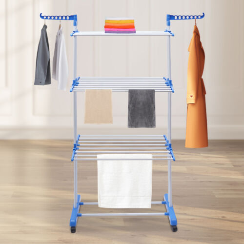 Laundry Clothes Drying Rack Folding Garment Rolling Dryer Hanger Heavy Duty