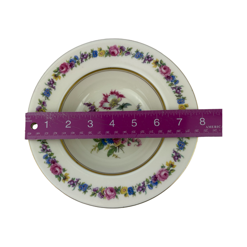 Castleton China Manor Rim Soup Bowls 4 Pieces VTG 7 7/8" Multifloral Gold USA - Picture 11 of 13