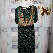 Casual Studio Sz L Vintage Rayon Vest Overlay Dress Librarian CottageCore Maxi