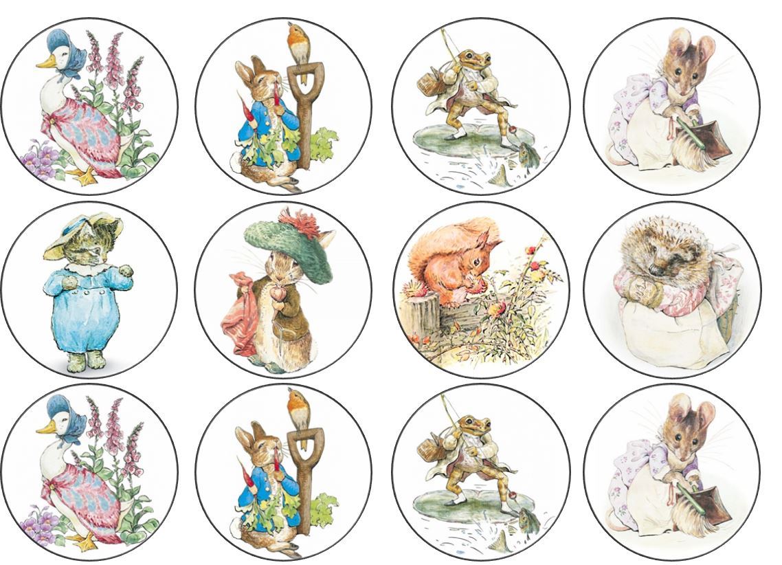 Beatrix Potter Jemima Peter Tom Edible Wafer Cup Cake Toppers Standing