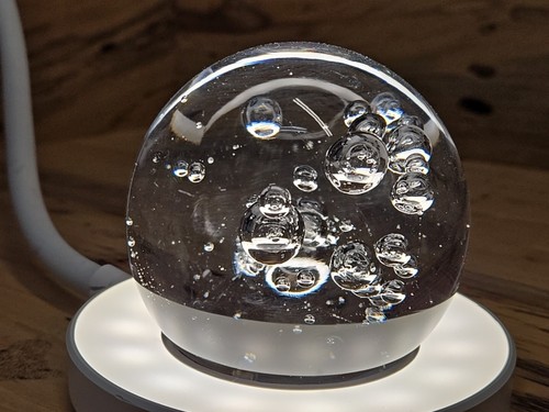 Art Glass Paperweight Elegant Suspended Bubbles Clear 3.5" G977 - Picture 4 of 7