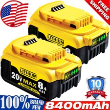 2Pack For DeWalt 20V 20 Volt Max Lithium Ion Battery DCB206 DCB205 DCB200 8.0AH