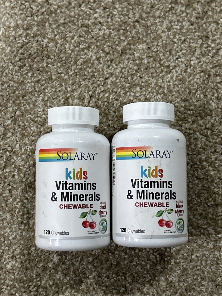 SOLARAY Kids Vitamins & Minerals, Black Cherry, 120 Chewables - 2 Pack
