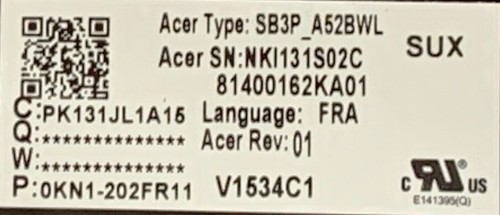Keyboard AZERTY French Acer SB3P_A52BWL NKI31S02C PK131JL1A15 Backlit - Picture 3 of 3