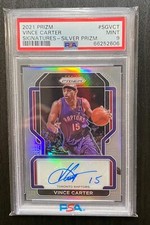 2021 VINCE CARTER AUTO - Panini Prizm Signatures Silver Raptors PSA 9