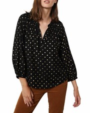 NWT - VELVET Women's 'MAISEE' Black Multi LONG-SLEEVE DOTTED TOP - XS