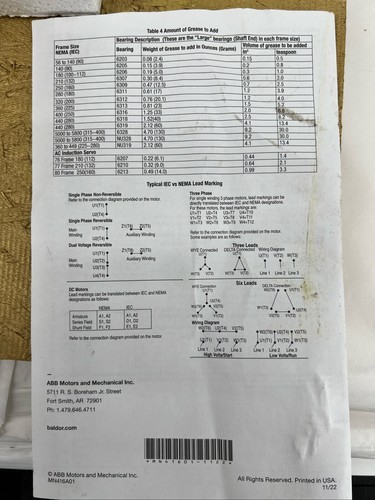 BALDOR RELIANCE SUPER E MOTOR 36G631R440G2, 2.4 HP, 480 V, 1170 RPM, 3PH - Picture 6 of 20