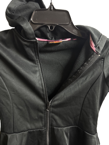 Mädchen Reebok schwarz Reißverschluss Kapuze ausgestellt unten Jacke Gr. M (10/12) #FX - Bild 2 von 3