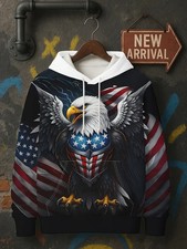 Patriotic American Flag Eagle 3D All Over Print Hoodie - Adults  Youth