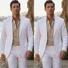 White Men Suit Formal Business Wedding Groom Evening Party Men Tuxedos