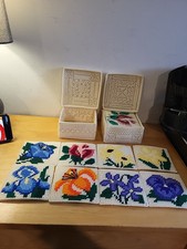Vintage Needlepoint Coasters  Flowers Set of ...