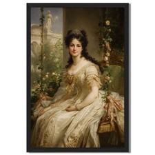 Elegant Woman Portrait Framed Canvas Print Vintage Wall Art Home Decor