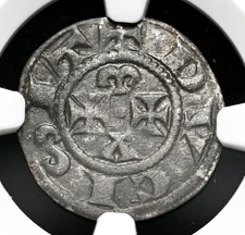 ANGLO-GALLIC, Duchy of Aquitaine. Eleanor. 1189-1204. Silver Denier, NGC XF40