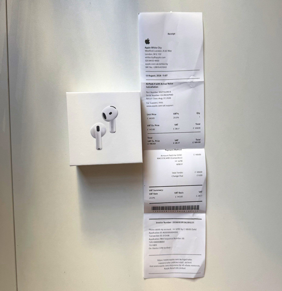 Apple AirPods 4 with Active Noise Cancellation (ANC) – White – Boxed