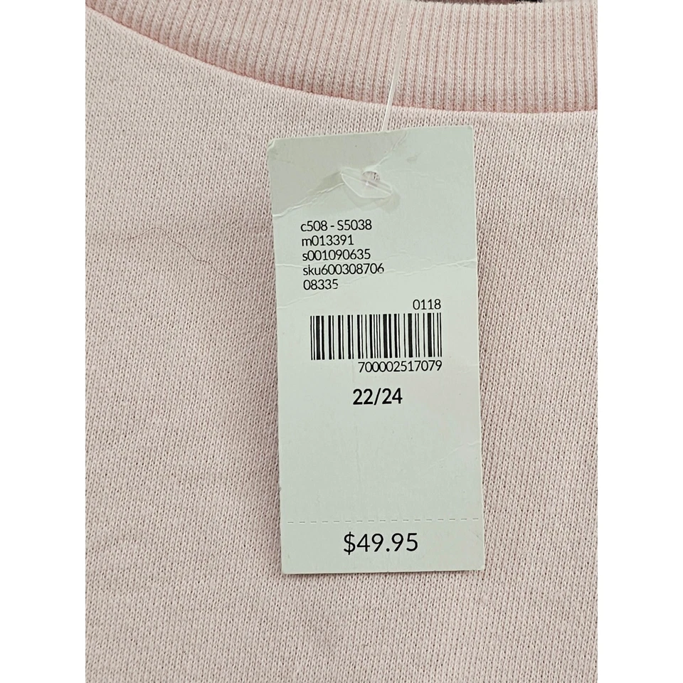 Lane Bryant Sweatshirt Womens 22/24 Pink Floral Lace Puff Sleeve High Low Hem NW - Image 4 of 4