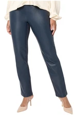 Belle by Kim Gravel Women's Faux Leather Front Ponte Back Pant Night