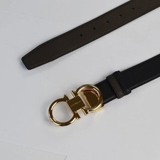 Ferragamo Men's Belt in Gold, Reversible  Adjustable Gancini Buckle, 120cm