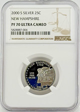 2000-S Silver Quarter New Hampshire PF70 Ultra Cameo NGC