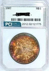 1887-P  Gem BU ++++  Morgan Dollar  Awesome Lustrous Rainbow Toned PQ