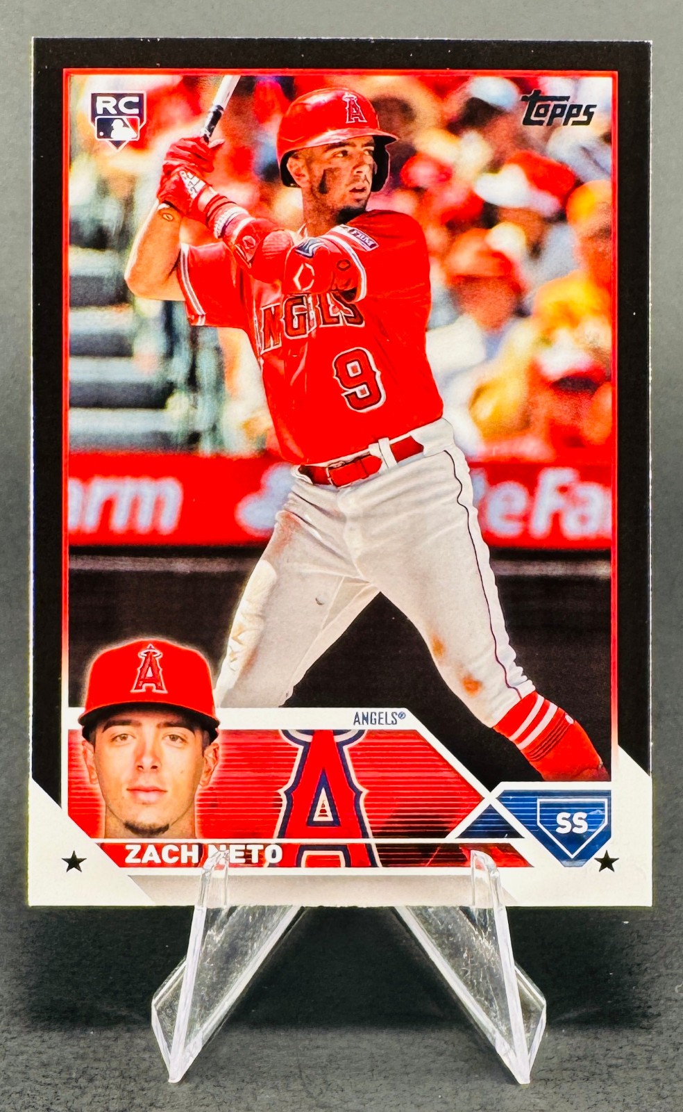 2023 TOPPS UPDATE - ZACH NETO RC #US98 - ROOKIE BLACK BORDER #'d/72! ANGELS