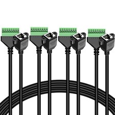 4 PCS 1ft/0.3m RJ45 Female To 8 Pin Screw Terminal Connector Cat5e Cat6