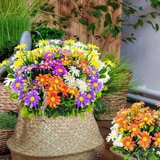 10 Bundles Daisy Flowers Artificial for Outdoors Fake Daisies Colorful Wildfl...