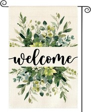 Spring Summer Floral Welcome Garden Flag 12X18 Inch Double Sided Outside, Eucaly