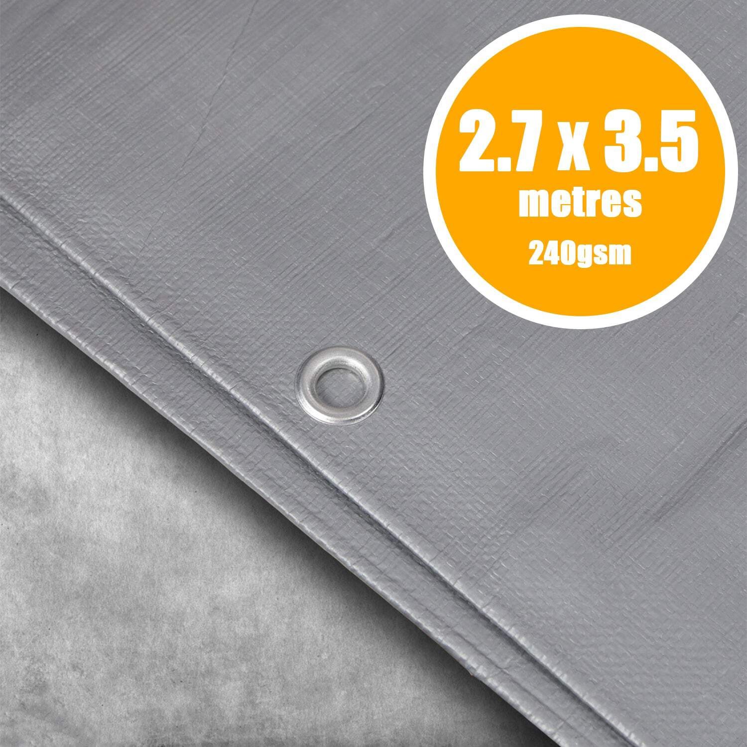 Perimeter Heavy Duty Tarpaulin Tarp Ground Sheet Silver - 2.7 x 3.5 Metres