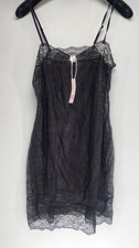 Adore Me Womens Large Jet Black Lace Bodycon Slip NWT Jeanne
