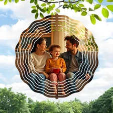 Whimsical Metal Hanging Wind Spinners & Chimes  Nature-Inspired Circular Design 