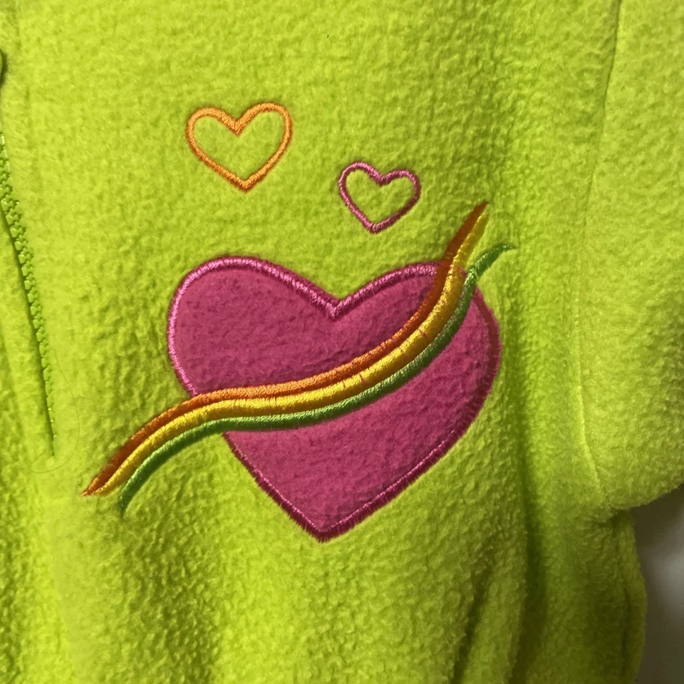Vintage Miss Lana Girls Size 6 Fleece Jacket Green Hearts Hooded - Image 4 of 4