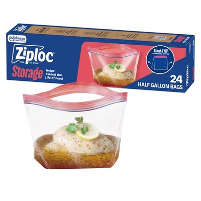 Ziploc Half Gallon Marinade Food Storage Bags for Meal Prep Easy Open  24 Count