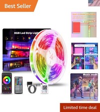 50ft Music Sync RGB LED Strip Lights - Vibrant Lighting with Remote/App Control