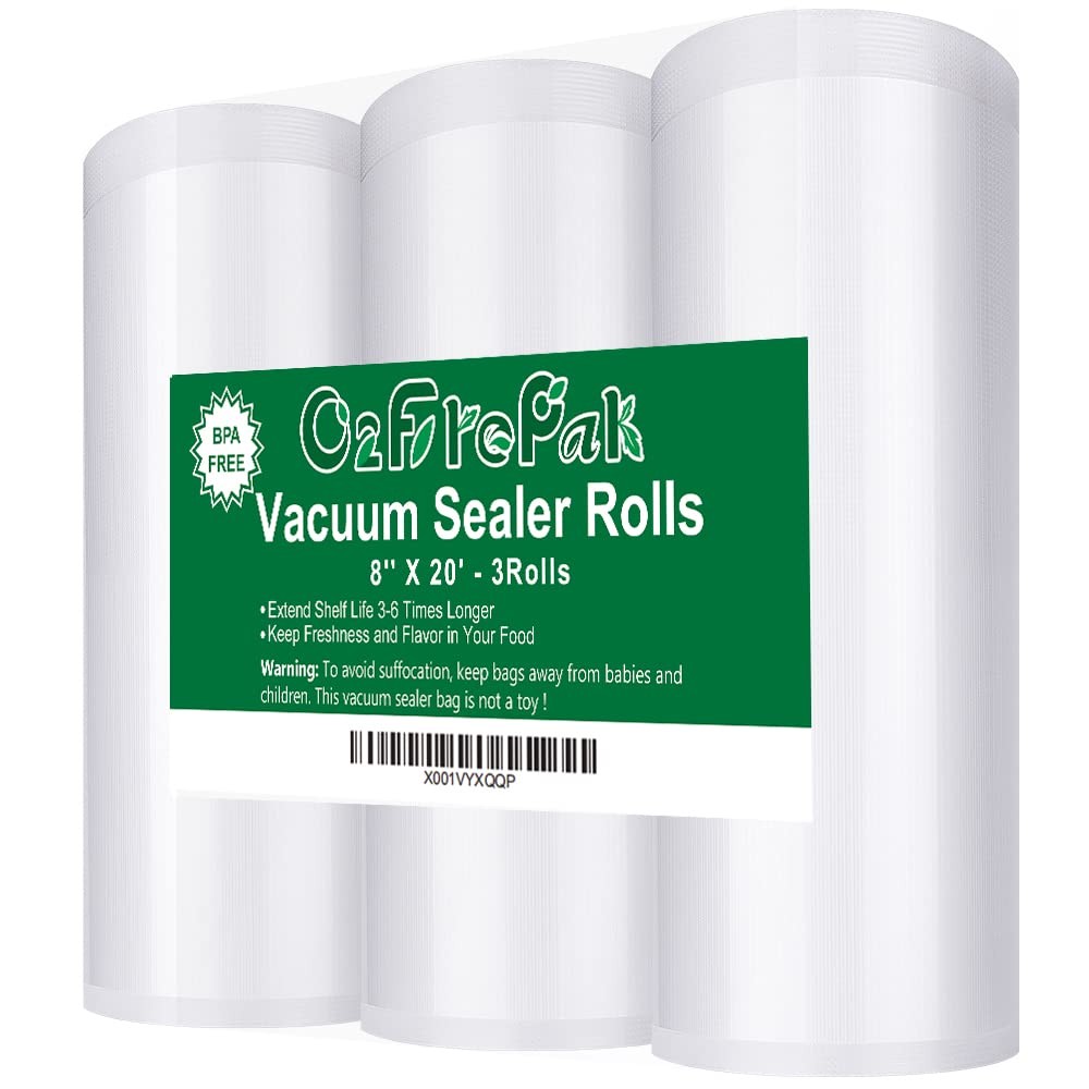 3 Pack 8x20 Inch BPA-Free Heavy Duty Vacuum Sealer Bags Rolls