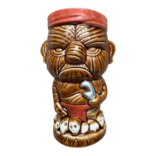 TIKI MUG Angry Grumpy Headhunter Hawaii Keramik Bargeschirr orange braun 13,5 oz NEU