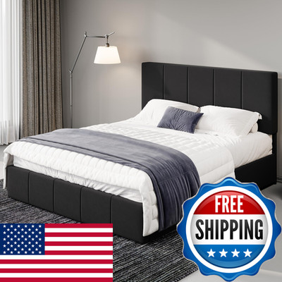 Allewie Full Size Dutch Velvet Upholstered Platform Bed Frame/Vertical Channel
