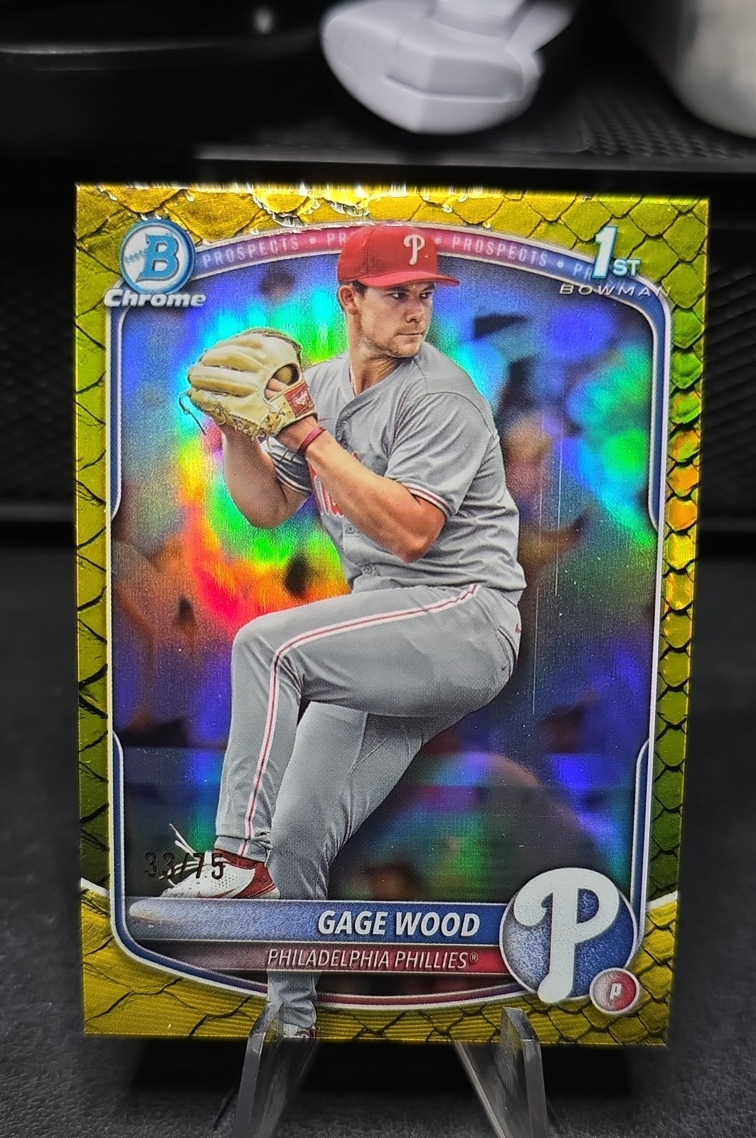 2025 Bowman Draft - Chrome Gage Wood #BDC-4 Yellow Reptilian Refractor /75 (RC)