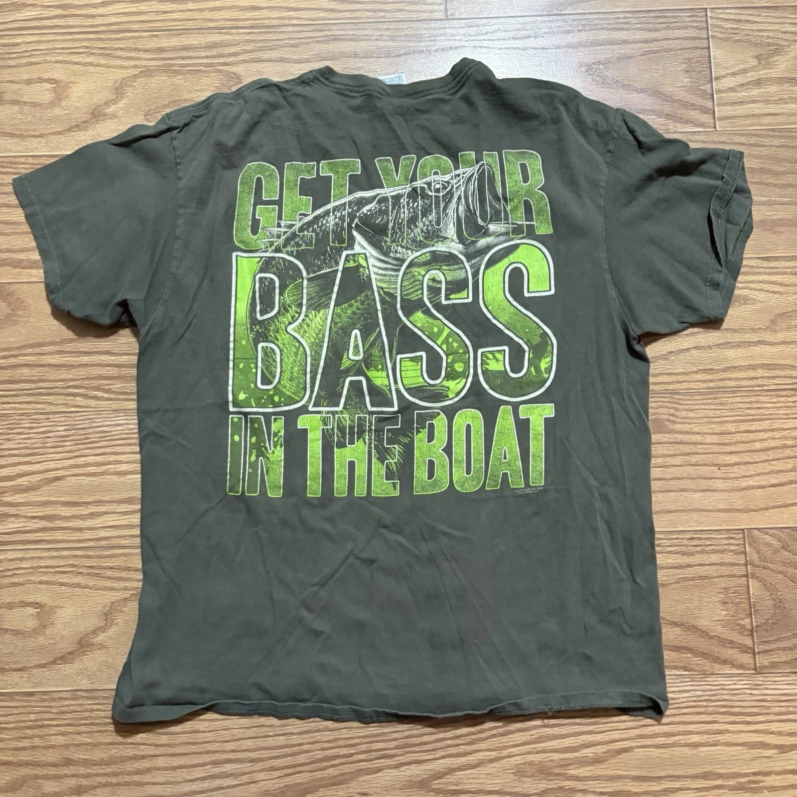 Vintage Buck Wear Get Your Bass In The Boat Funny Fishing Shirt XL Novelty